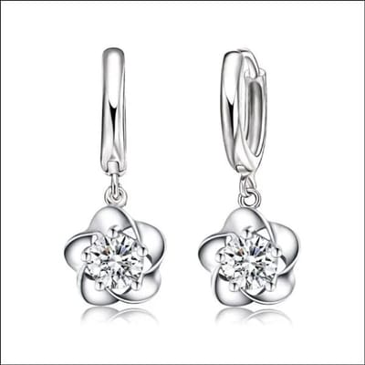 Aramat Jewels | Oorringen | 925 Zilveren Oorringen - Elegante Hoepels | Bloem/Zirkonia/12mm | |12mm | Zilver | Kinderen, Volwassenen | Verkleurd niet