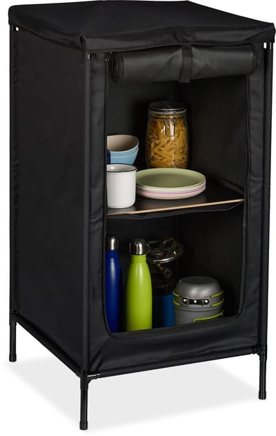 campingkast opvouwbaar - 2 vakken - 87x47,5x47,5 cm - met tafelblad - grijs