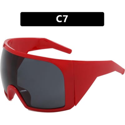 Futuristische Wrap Around Zonnebril Gebogen Lens UV400 Bescherming Oversized Y2K Zonnebril voor Dames & Heren red