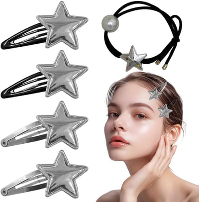 Dailygoods- Haarspelden 5-delige set - Zilveren Ster Haarspelden - Haarsieraden voor Dames - Haaraccessoires voor Kinderen - Robuust en Veelzijdig