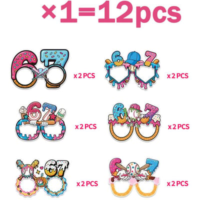 Duurzaam 12-36 stuks/set 67 Six Seven Thema Decoratie Feestartikelen Foto Maken Papieren Brillen Set Bevat Banner Cupcake Toppers Ballonnen pink