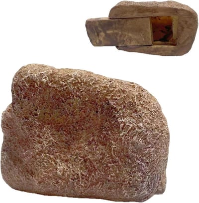 Nep Steen Opberger - Geheime Rots Kluis - Buiten Opslag - Realistisch Steen Design - 7.5x8x7.5 cm - Grijs