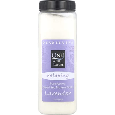 One with Nature, Dead Sea Spa, Mineral Salt, Relaxing, Lavender, 907g (32oz) gray