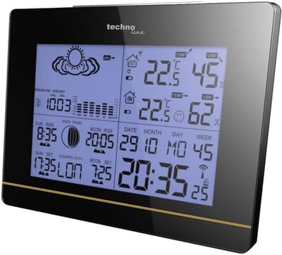 Weerstation met Weervoorspelling en Maanfasen - Zwart
