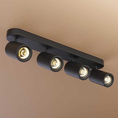 HOFTRONIC LED plafondlamp rechthoekig – 4 spots kantelbaar en draaibaar – excl gu10 fitting dimbaar – aluminium matzwart – ip20 – verlichting woonkamer slaapkamer modern