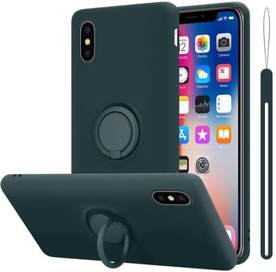 Cadorabo Hoesje geschikt voor Apple iPhone X / XS in LIQUID GROEN - Beschermhoes van flexibel TPU silicone Case Cover met ring