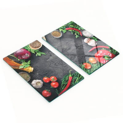 Decoratieve glazen snij- en serveerplanken van hout voor groenten, 2x30x52 cm