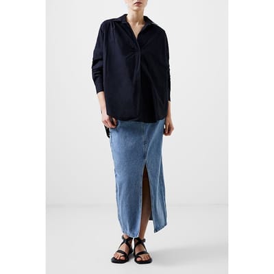 French Connection Broderie Mix L/s Popover Black Size: 8 | Blouses Outlet | Dames | Zwart