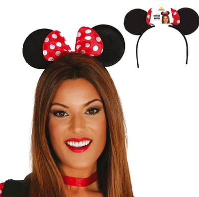 Fiestas Verkleed diadeem muis/muizen oren/oortjes met strik - 2x - meisjes/dames - Carnaval