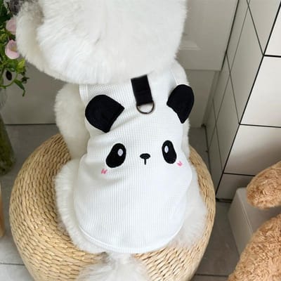 Nouveau style Ins Japonais et Coréen Printemps et Été Vêtements pour Chien Chat Animal de Compagnie Teddy Ours VIP Gilet Gaufré d'Attraction L blanc