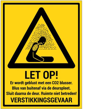CO2 blusser met verstikkingsgevaar sticker met tekst | 20 x 15 cm