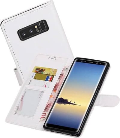 Hoesje Geschikt voor Samsung Galaxy Note 8 - Portemonnee hoesje booktype wallet case Wit