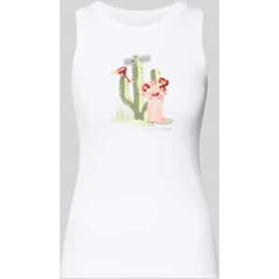Tanktop met motiefprint en met siersteentjes