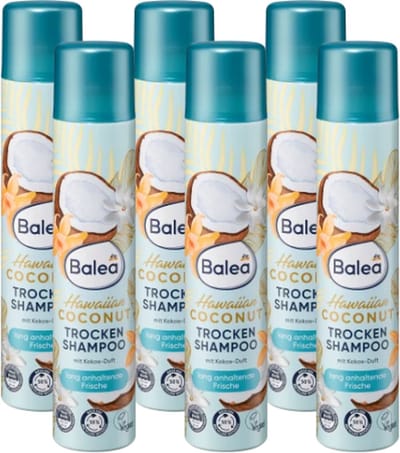 Balea Droogshampoo Hawaiian Coconut - VOORDEELVERPAKKING | 6x200ml | Bliksemsnelle droogwas