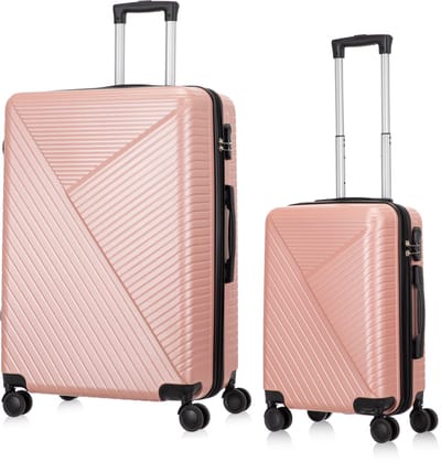 Ibiza Reiskofferset 2-delig - 39 en 93 liter - Handbagage en Ruimbagage - Rose goud - Met Ingebouwd TSA Slot - Voor Vakanties en Weekendtrips