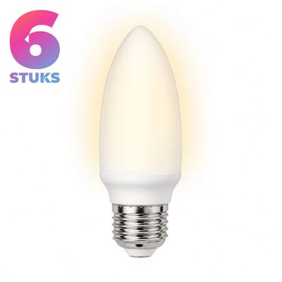 6x Kaarslamp Spaarlamp E27 - 7W - Daglicht (6400K) - 420 lm - 10 jaar - Niet Dimbaar