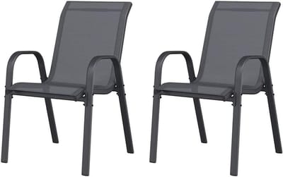 Tuinstoelen Set - Balkonstoelen Buiten - Ontspannen Buiten - Stapelbaar Ontwerp - Set van 2 - Grijs