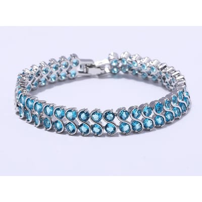 Dubbele S-vormige atmosferische zirkonia smaragd armband met dubbele rij ingelegde zirkonia Length 18.8 cm gray