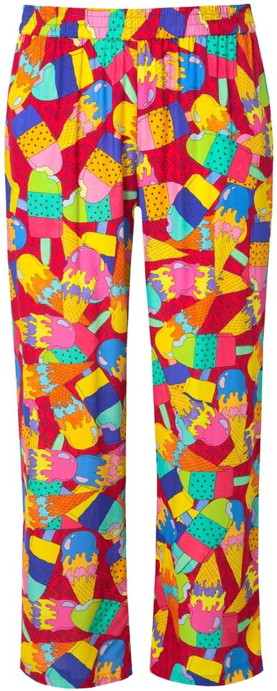 Angel of Style - Dames - Broek wijde rechte pijp kleurig ijsmotief - Neonrood - Maat 46