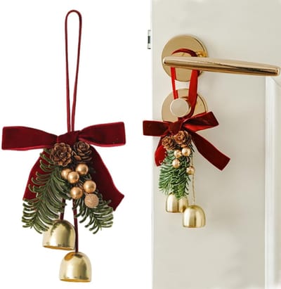 Dailygoods- Kerstboomhanger met rode strikken - Hangdecoratie - Deurhanger - Multifunctionele kerstversiering - Dennenappelhanger - Versterkt kerstsfeer - Kerstdecoratie