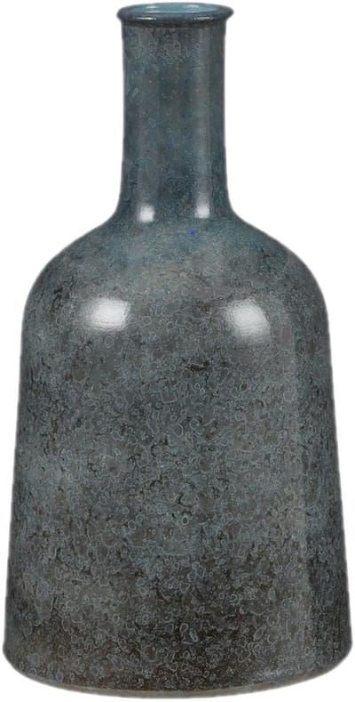 Mica Decorations - Fles bloemenvaas - Terracotta - blauw shadow - D22 en H35 cm