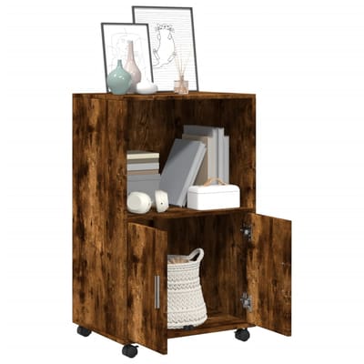 vidaXL - Rolkast - 55x40x91 - cm - bewerkt - hout - gerookt - eikenkleurig