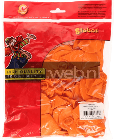Merkloos ballonnen 100 st. oranje (Origineel)