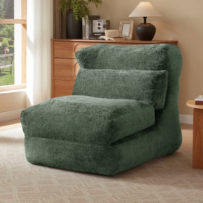 STILVORA Fauteuil - Verstelbaar Naar Ligstoel - Voor Woonkamer En Slaapkamer - Zacht Teddyachtig Materiaal - Groen