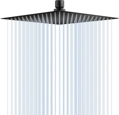 Douchekop Vierkant - Regendouchekop Zwart - Verfrissende Douche - Zelfreinigende Sproeiers - 20 cm - Zwart