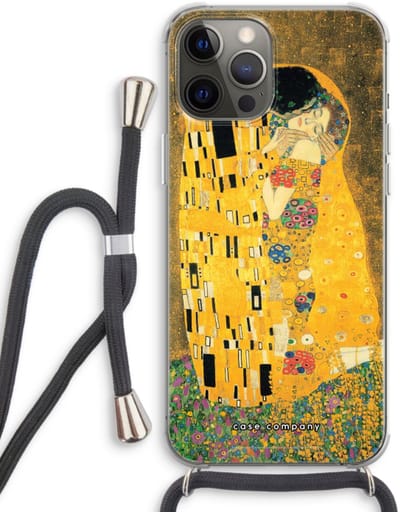 Case Company® - Hoesje met koord geschikt voor iPhone 12 Pro hoesje met Koord - Der Kuss - Telefoonhoesje met Zwart Koord - Bescherming aan alle Kanten en Over de Schermrand
