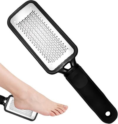 Eeltverwijderaar Roestvrij Staal - Voetvijl Pedicure - Zachte Voetverzorging - Dubbelzijdig Grof Fijn - Ergonomisch Ontwerp - Zwart