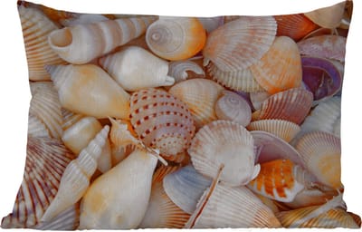 Buitenkussens - Tuin - Schelpen - Strand - Zomer - Oranje - 50x30 cm