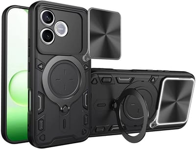 Hoesje geschikt voor HONOR 600 Lite - Phonesta CamLock Back Cover met Camera Slider - Zwart