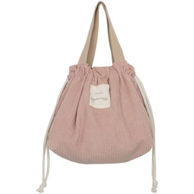 Nieuwe Lunchtas Corduroy Canvas Lunchbox Trekkoord Draagbare Picknicktas Kleine Handtas Diner Container Voedselopbergzakken gray