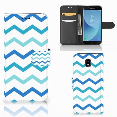 Samsung Galaxy A30 Telefoon Hoesje Zigzag Blauw