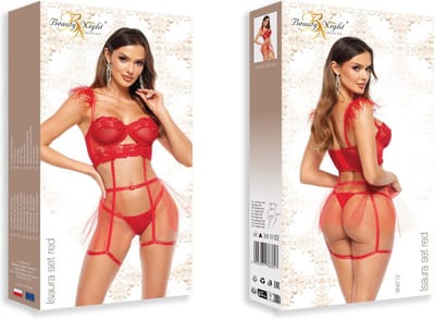 BN Isaura 3-delige Lingerie set 4pcs set rood