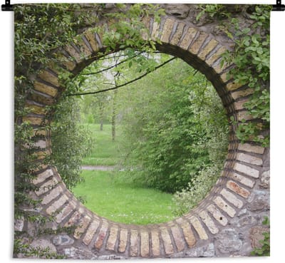 Wandkleed - Wanddoek - Park - Doorkijk - Natuur - 180x180 cm - Wandtapijt