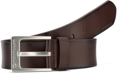 Tom Tailor - TTCALVIN leren riem met vierkante gesp - Maat 80 - brown uni