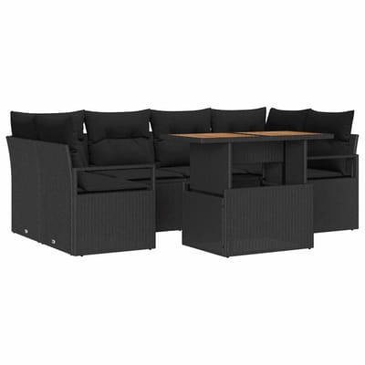 vidaXL - Tuinbank - Set - 7 - st - 6-Aantal - zitplaatsen - Zwart