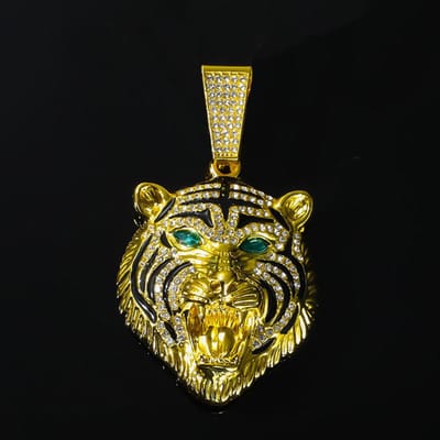 Heren Hip Hop 3D Tijger Hanger Ketting met 13mm Kristal Cubaanse Ketting Iced Out Bling Kettingen HipHop Dames Mode Bedel Sieraden brown