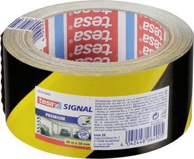 2x Tesa afzettape/markeertape geel/zwart 6 cm x 66 mtr - Afzettape/markeertape - Gevarenzone tape - Parkeerplaats/garage hoeken/muren aanduiden met tape