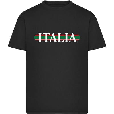 Mister Tee - Italia Stripes Oversize Heren Tshirt - L - Zwart