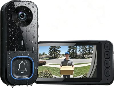 Draadloze Deurbel met Camera & 4,5" Monitor – Video Deurbel zonder WiFi/App/Cloud, Intercom met 2-Weg Audio, Nachtzicht, 120° Groothoek, Waterdichte Deurbel Buiten voor Huis & Appartement