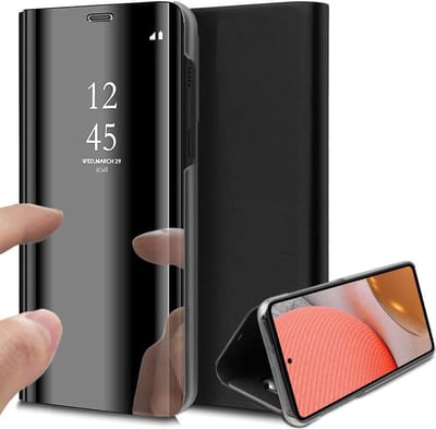 Hoesje geschikt voor Samsung Galaxy A72 - Spiegel Book Case - Zwart