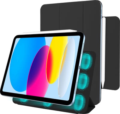 Just in Case tablet Hoes geschikt voor iPad 11 (2025) 11 inch / 10e generatie (2022) 10.9 inch - Magnetic TriFold Bookcase - Zwart
