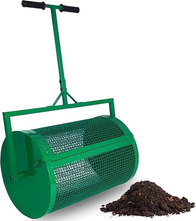 Compoststrooier Gaasmand - Gazonstrooier Tuinstrooier - Gazon Bemesten - Stevige IJzeren Constructie - Grote Capaciteit - Zwart