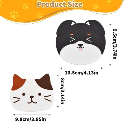 Dailygoods - 6 stuks onderzetters van siliconen kat en hond, schattige onderzetters antislip en hittebestendig, wasbaar, herbruikbaar, voor koffie, thee, wijn, keuken, tafel, kantoor, cadeau