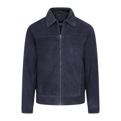 Mannen marineblauwe geitensuède leren Harrington Biker Jas - Berlijn