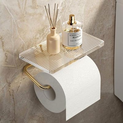 Porte-papier hygiénique en acrylique et alliage d'aluminium, matériau européen Royal Noble, porte-serviettes étanche, accessoires de salle de bains or