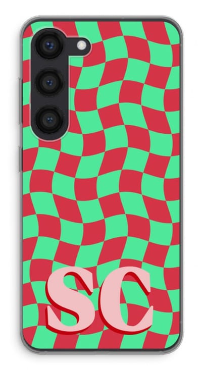 Gepersonaliseerd - Case Company® - Hoesje geschikt voor Samsung Galaxy S23 hoesje - Grid Monogram - Soft Cover Telefoonhoesje - Bescherming aan alle Kanten en Schermrand